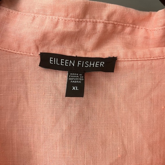 Eileen Fisher peach tunic Blouse 100% Pure Irish Linen Popover Oversized XL EUC - Picture 3 of 8